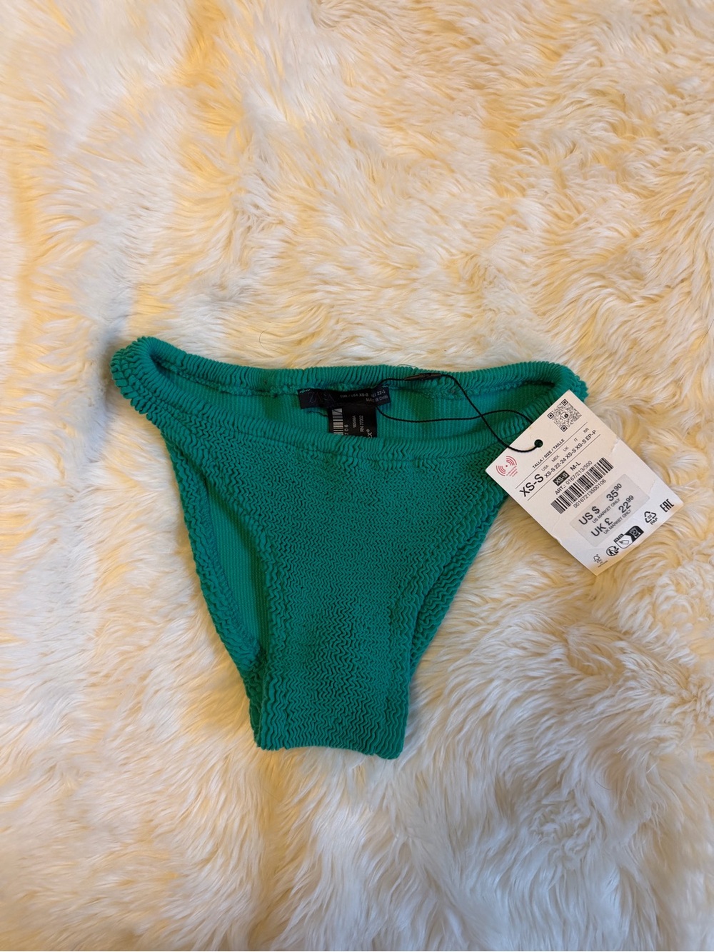 Zara Teal Green Textured Kids Bikini Bottom